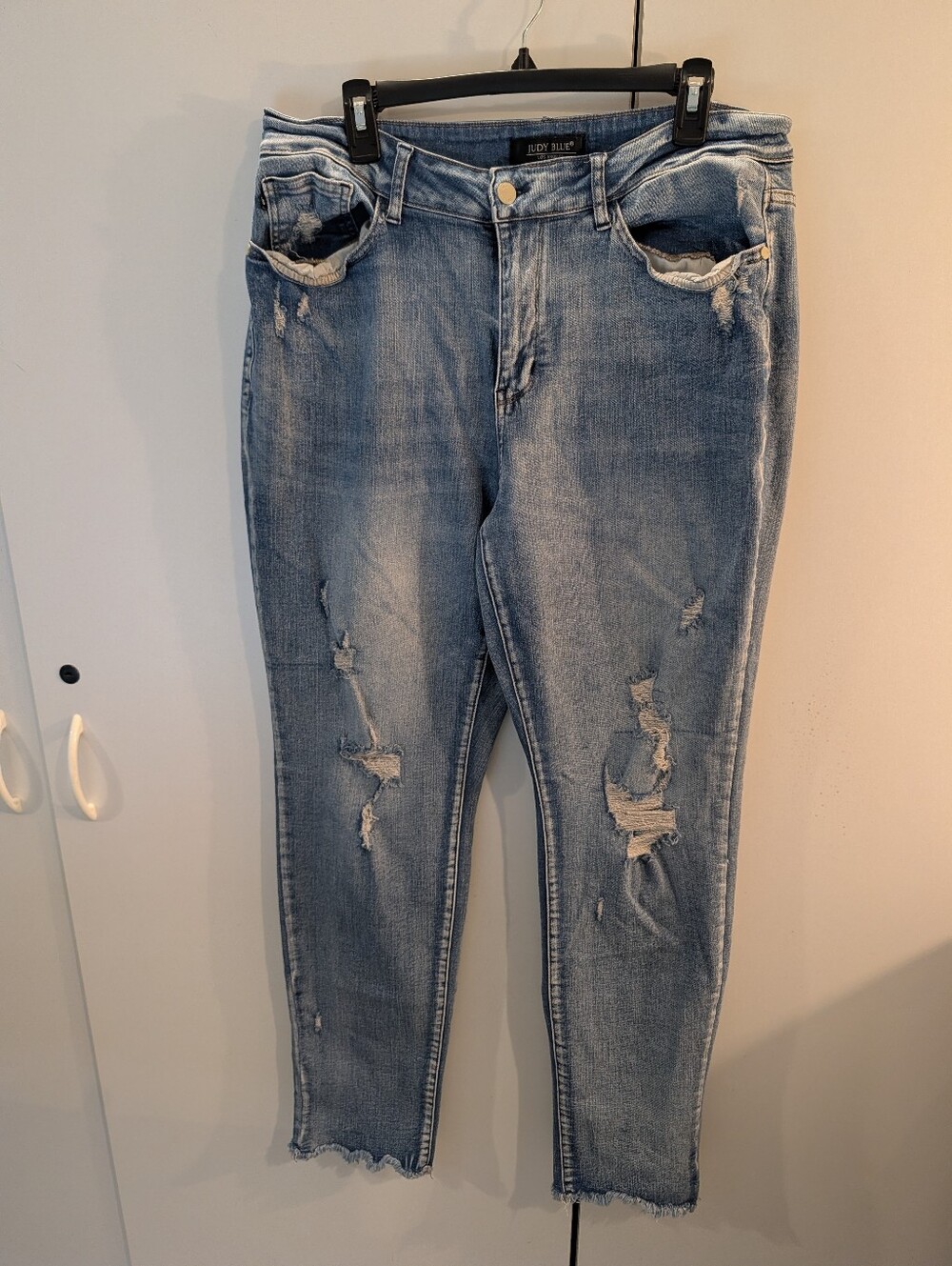 Judy Blue Light Blue Distressed Boyfriend Fit Jeans Size 18W
